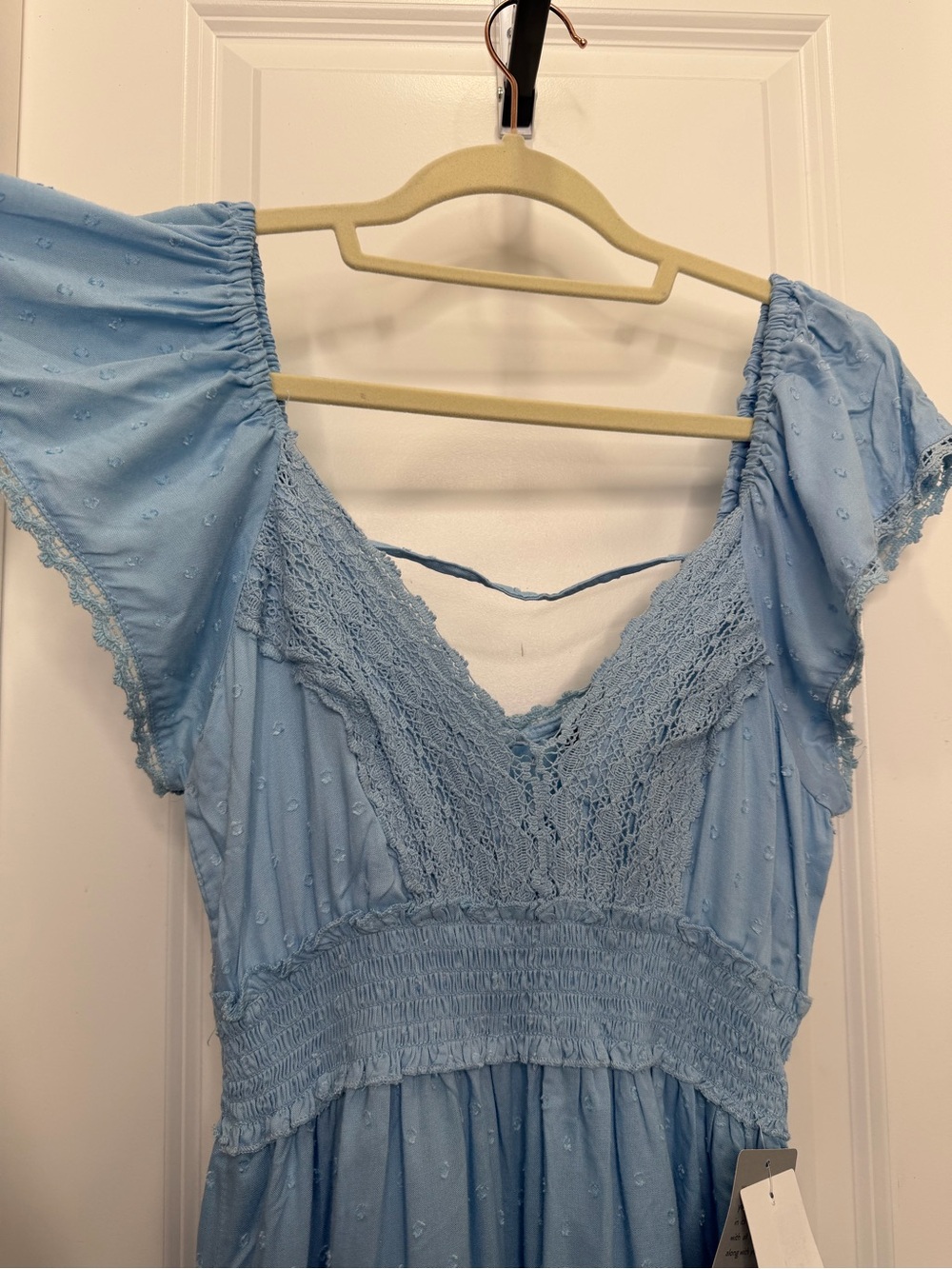Lime Lush Baby Blue Swiss Dot Lace Detail Mini Dress Small NWT!! - Picture 7 of 12